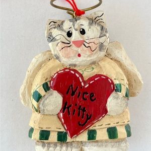 Nice kitty, cat Angel Christmas ornament NEW
